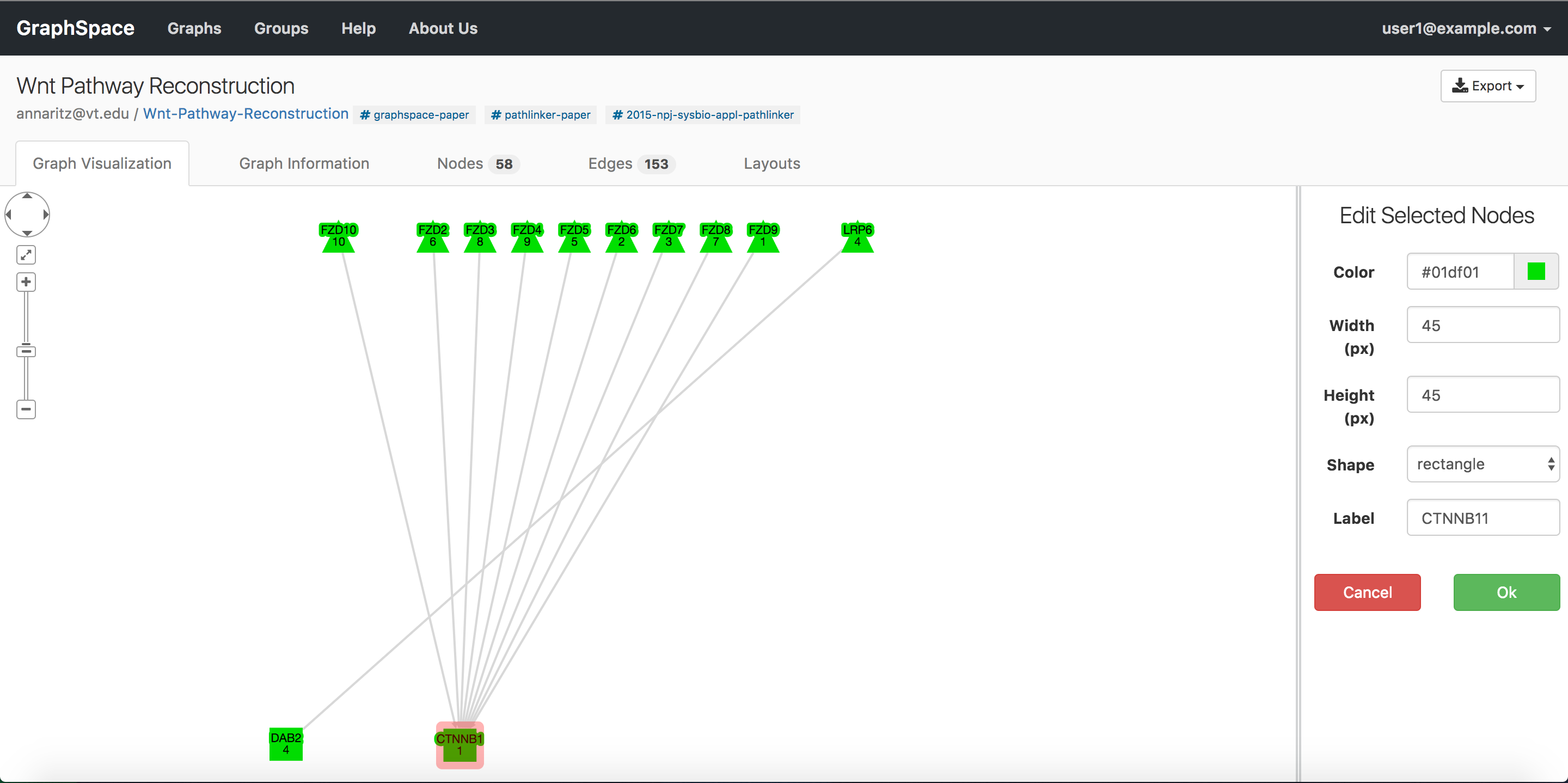 One node selected